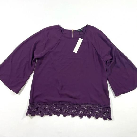 New Papermoon Stitch Fix Crochet Trim Top Purple - Picture 1 of 7